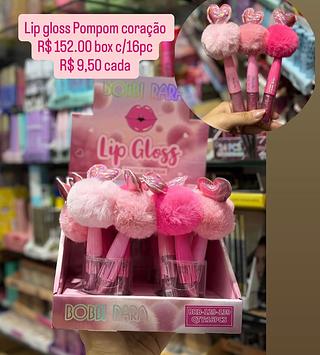 Gloss pompom coração