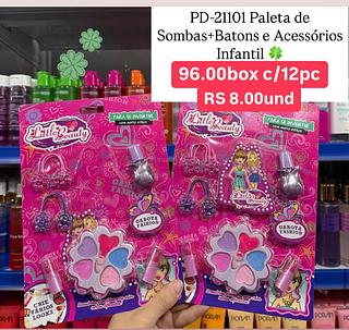 Paleta de sombras e batons infantil