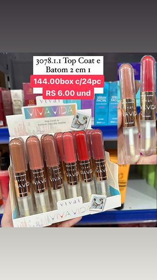 Top coat e batom 2em1