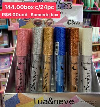 brilho metalico com glitter box com 24 pçs