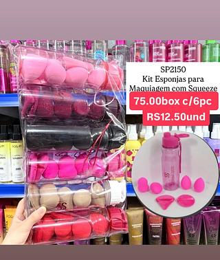 Kit Esponjas para Maquiagem com Squeeze