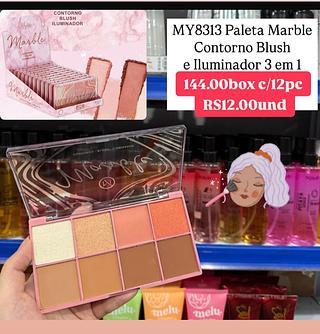 Paleta marble • contorno•blush•iluminador 3em1