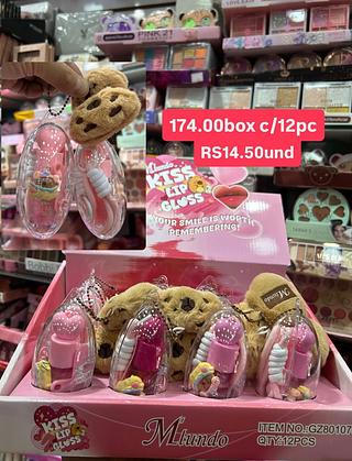 Gloss labial c/ acessórios para celular