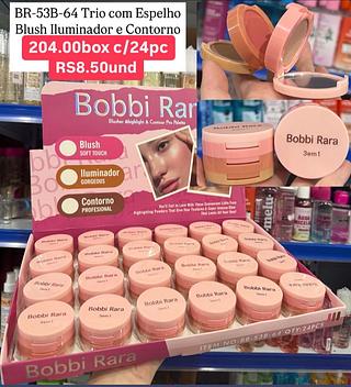 Trio com espelho -blush, iluminador e contorno