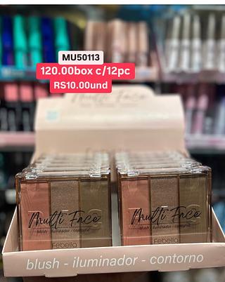 Trio de blush,iluminador e contorno