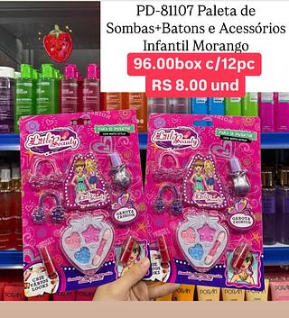 Paleta de sombras +batons e acessório infantil