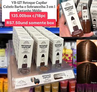 Retoque Capilar Cabelo Barba e Sobrancelha 3 em 1 Castanho Escuro