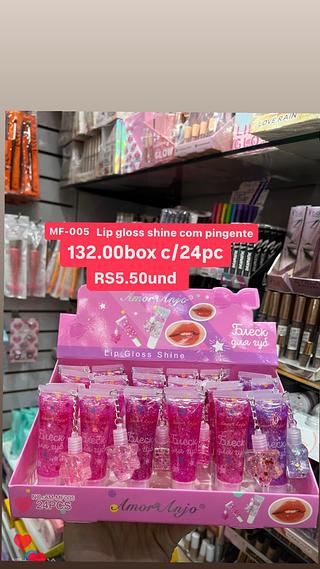 Lip gloss shine com pingente
