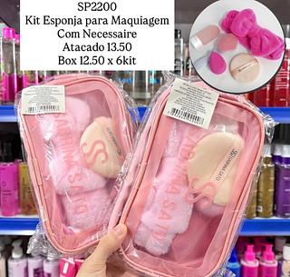 Kit esponja de maquiagem com necessarie
